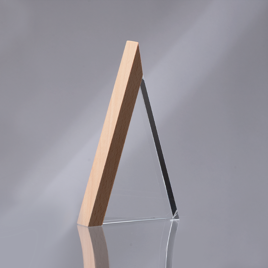 Trofeo Galvano de Madera y Cristal "Triangle"