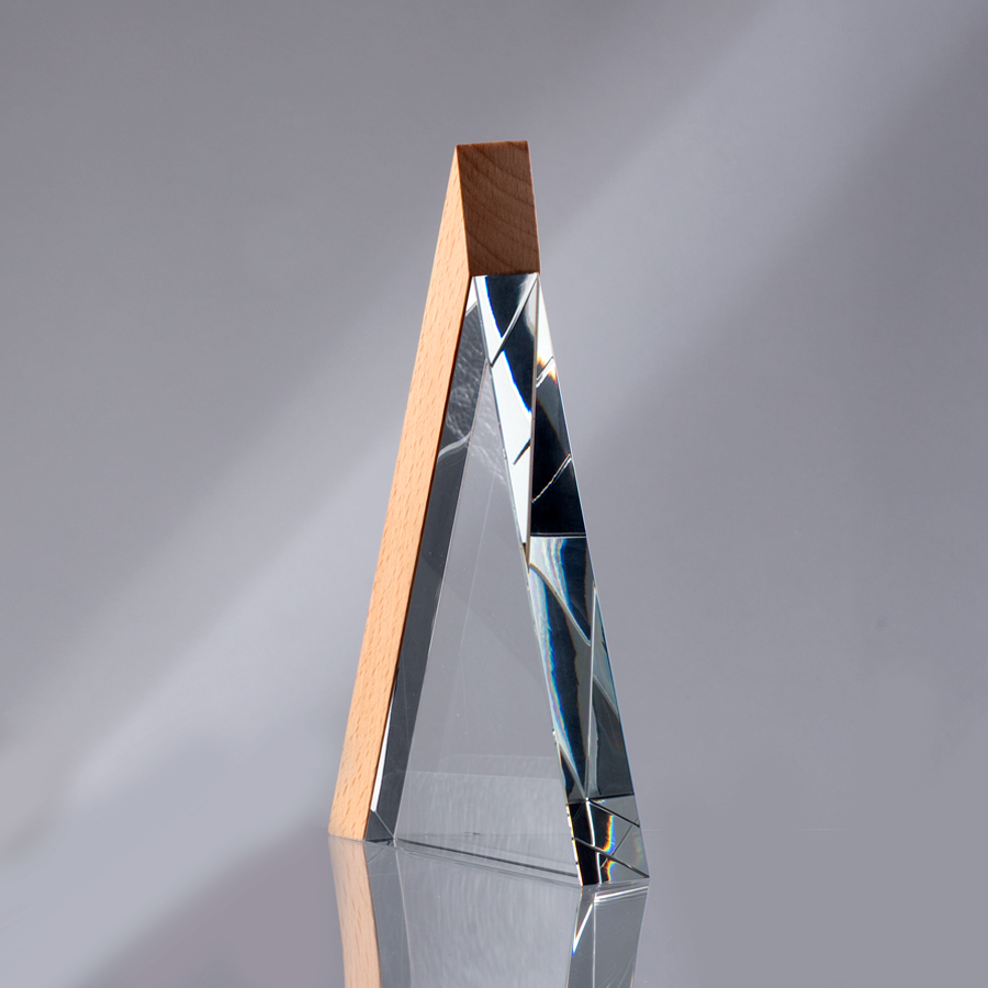 Trofeo Galvano de Madera y Cristal "Triangle"
