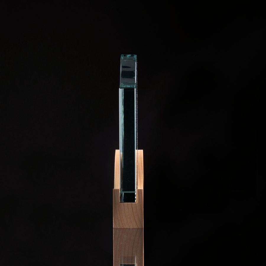 Trofeo Galvano de Madera y Cristal "Curve"