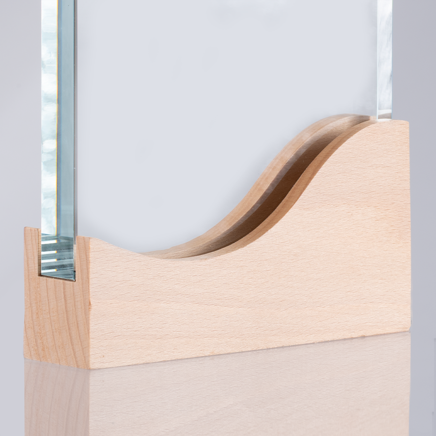 Trofeo Galvano de Madera y Cristal "Curve"