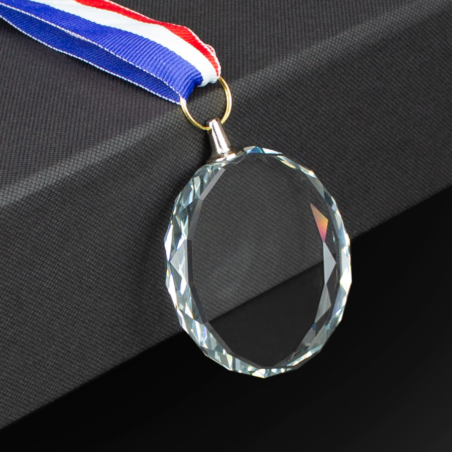 Medalla Cristal "Diamond" con cinta tricolor