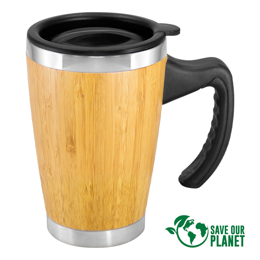 Mug de Bamboo con Asa Plástica