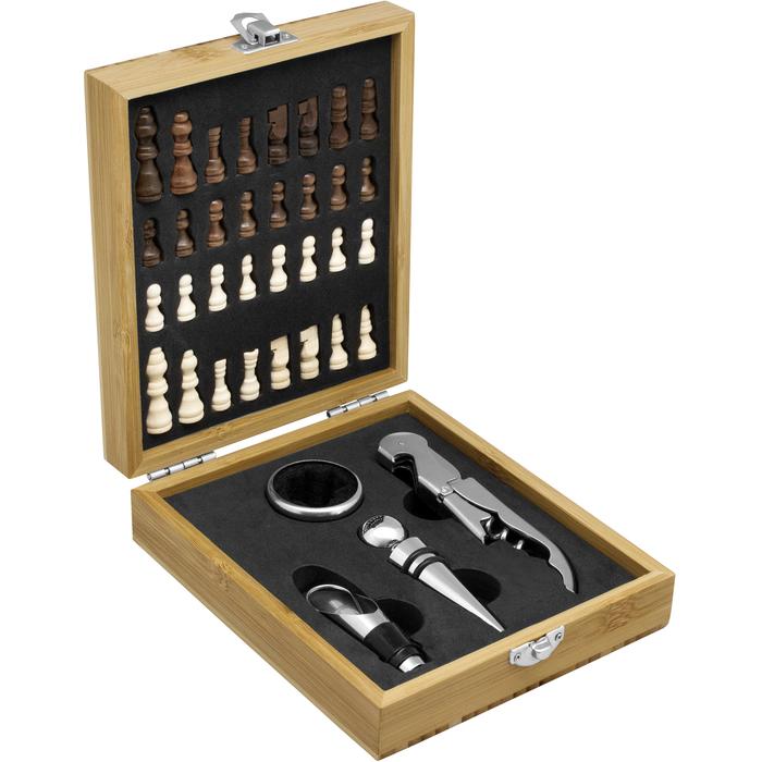 Set de vino con juego de ajedrez "CHESSY"
